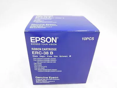 10 Pack of Genuine Epson ERC-38B Black Printer Ribbon Cartridges C43S015374
