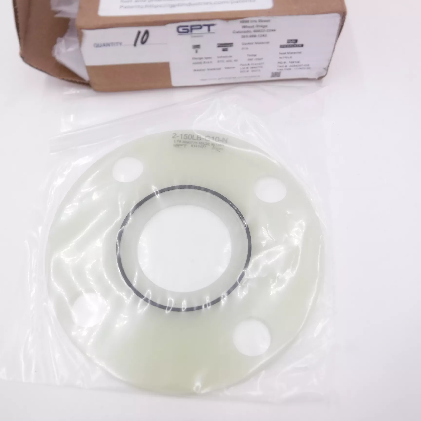 10 Pack GPT Linebacker Pipeline Isolating Gaskets Size 2, Pressure 150 Nitrile
