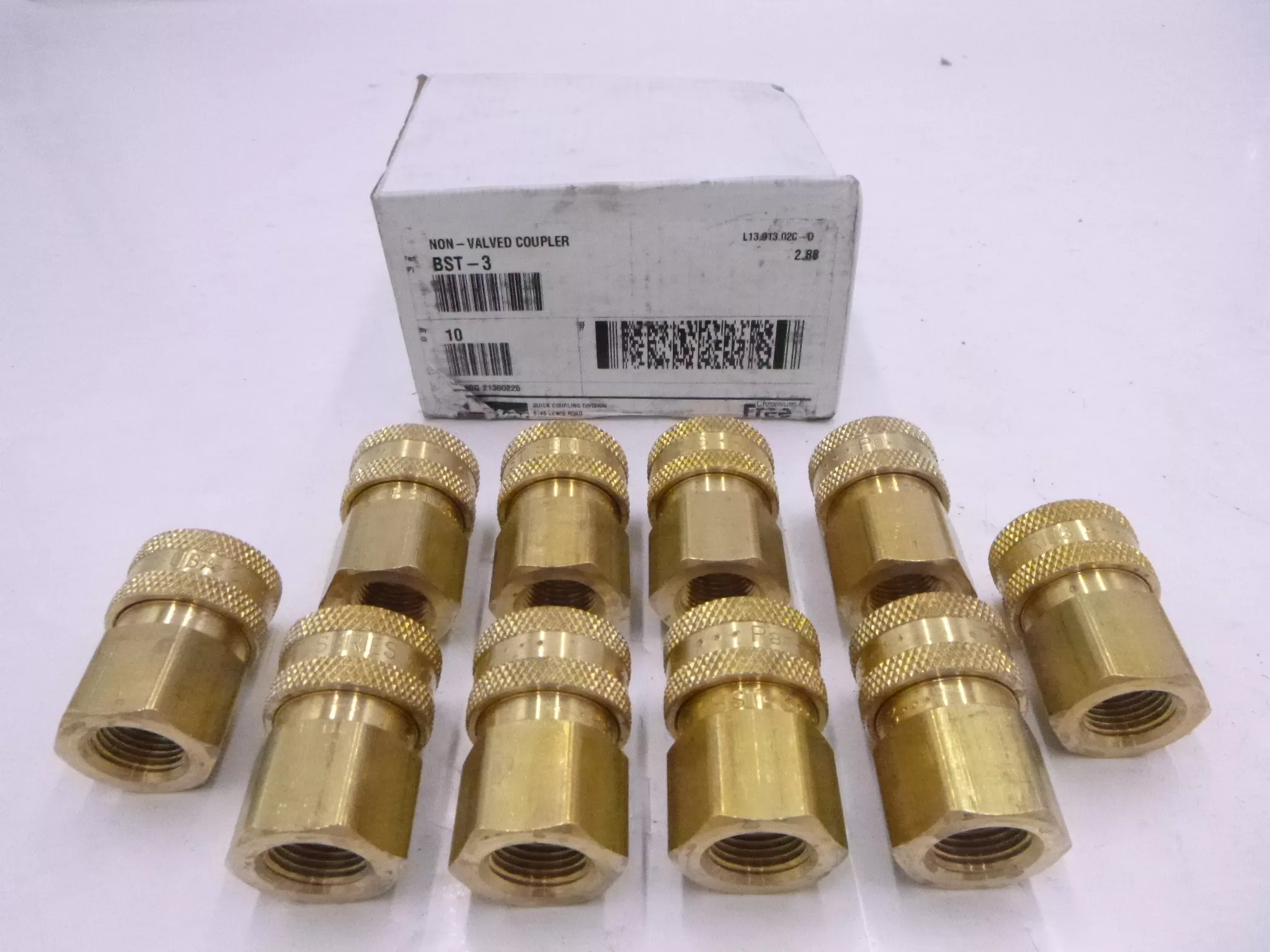 10 Pack Parker 3/8″ High Flow Non-Valved Hydraulic Quick Couplers BST-3