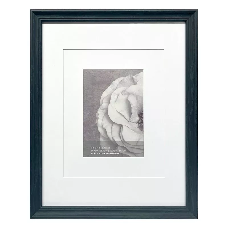 11x14 Black Ornate Matted to 5x7 Wall Frame