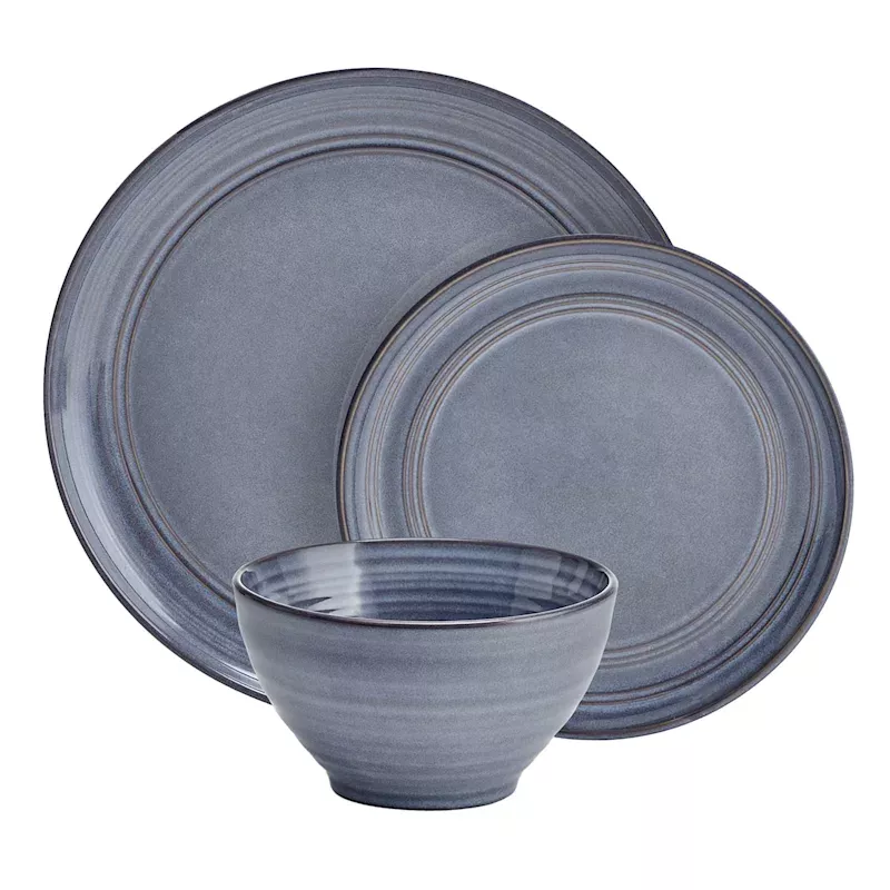 12-Piece Drea Blue Stoneware Dinnerware Set