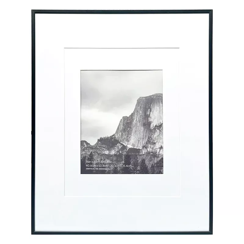 16x20 Black Thin Matted to 8x10 Wall Frame