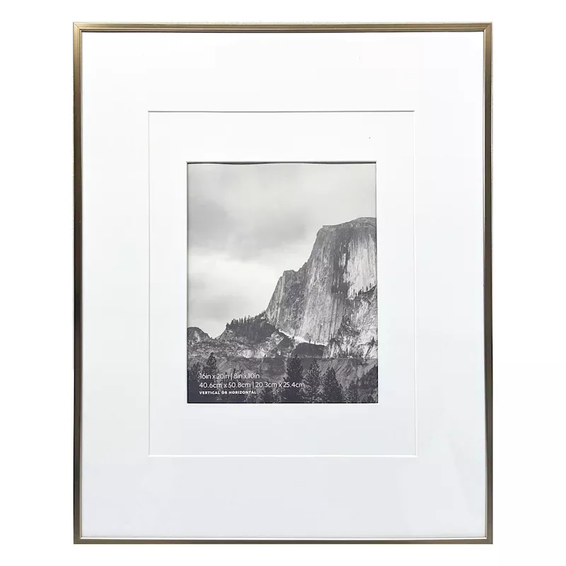 16x20 Champagne Thin Matted to 8x10 Wall Frame