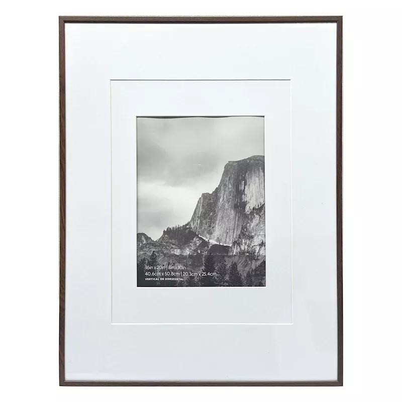 16x20 Walnut Thin Matted to 8x10 Wall Frame