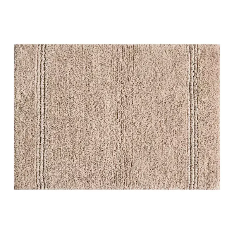 2-Pack Brown Simple Stripe Bath Rug Set, 17x24 & 20x32