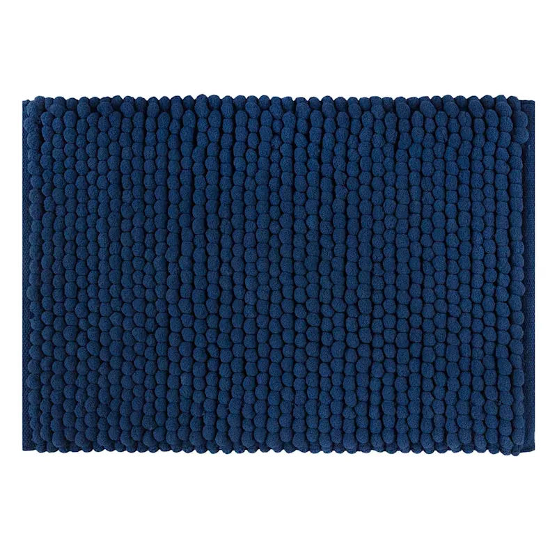 2-Pack Navy Blue Loop Bath Rug Set, 17x24 & 20x30