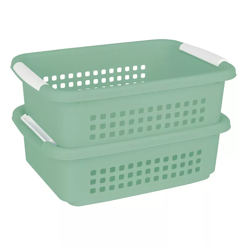 2-Pack Sage Stacked Nest Storage Basket, Medium