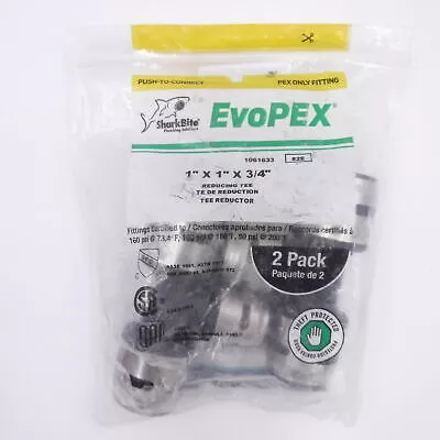 2 Pack SharkBite EvoPEX Reducing Tee – 1″ x 1″ x 3/4″