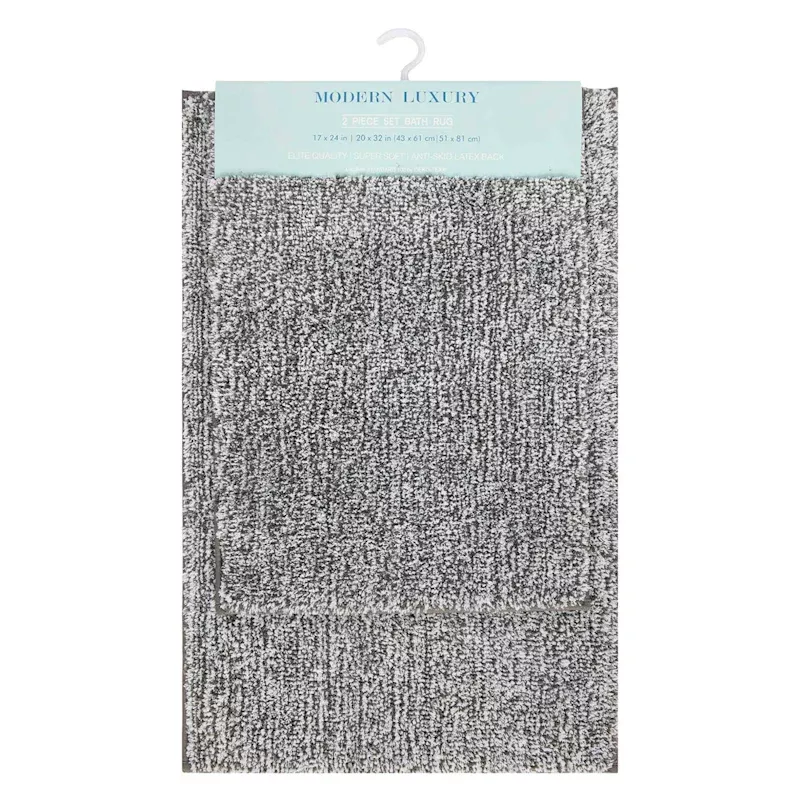 2-Piece Dark Grey Tufted Bath Rug Set