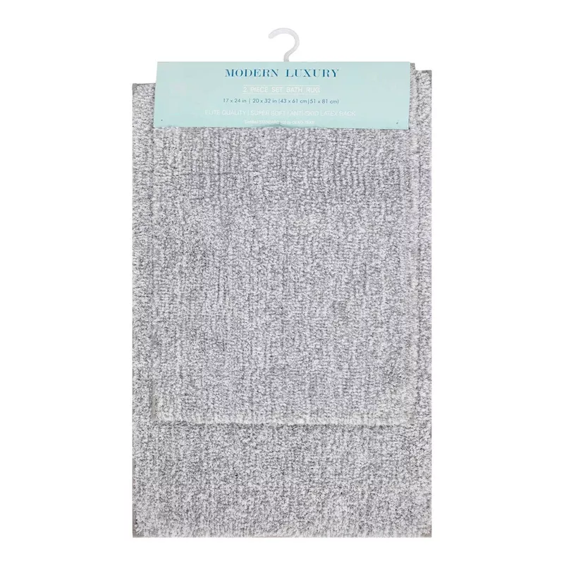 2-Piece Grey & White Tufted Bath Rug Set