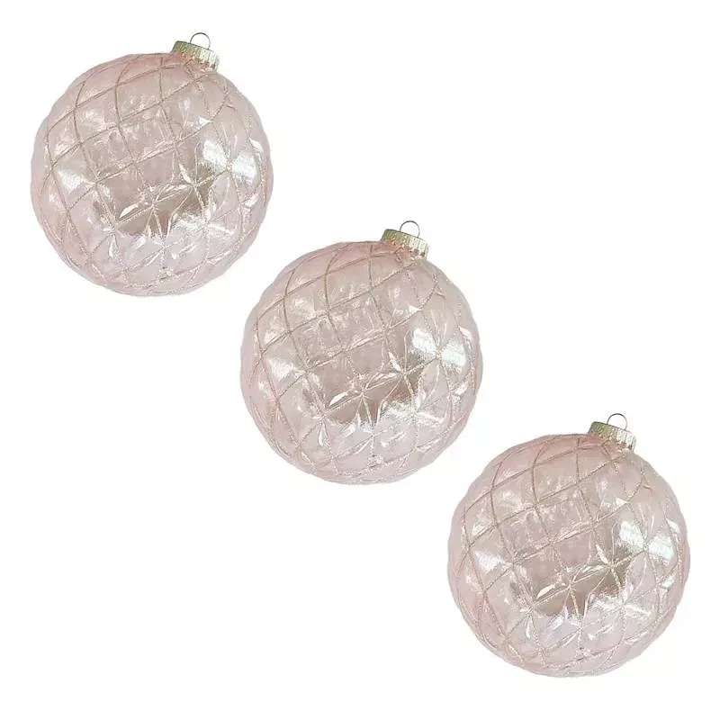 3-Count Transparent Pink Ornaments, 5.9"
