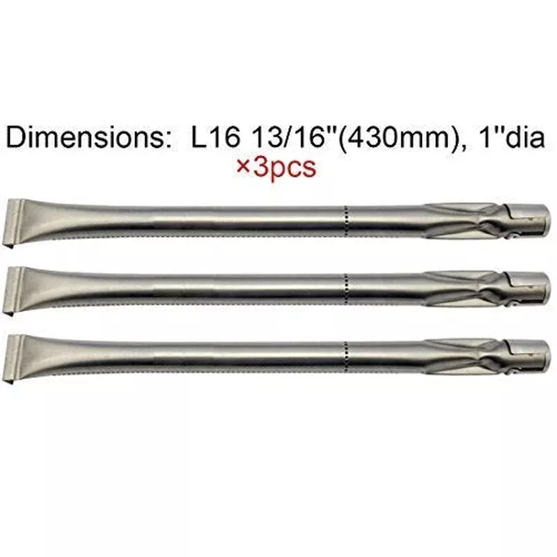 (3-pack) Universal Stainless Steel Replacement Straight Pipe Burner for CharmglowNexgrillCostco KirklandPerfect GloPermasteelSterling Forgeand Other Grills(16 13/16″x1″)