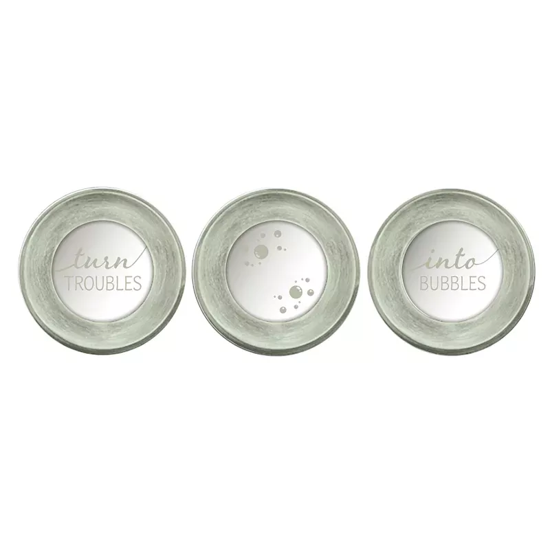 3-Piece Turn Troubles Into Bubbles Wall Mirror Set, 10"