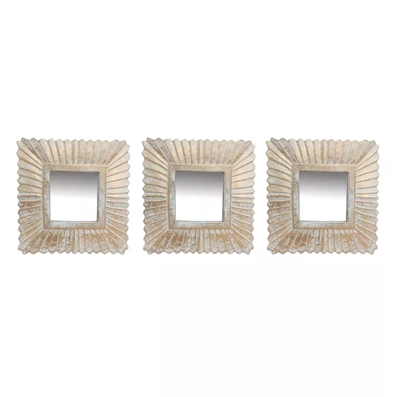3-Piece White Gold Wall Mirror Set, 8"