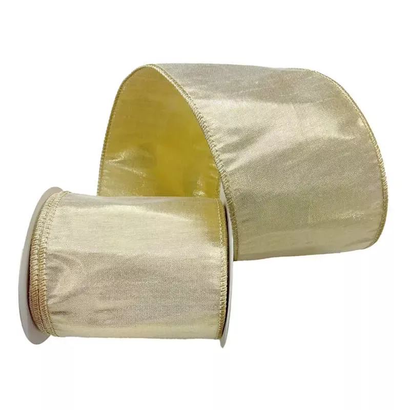 4" Gold Metallic Dupion Ribbon, 5yd