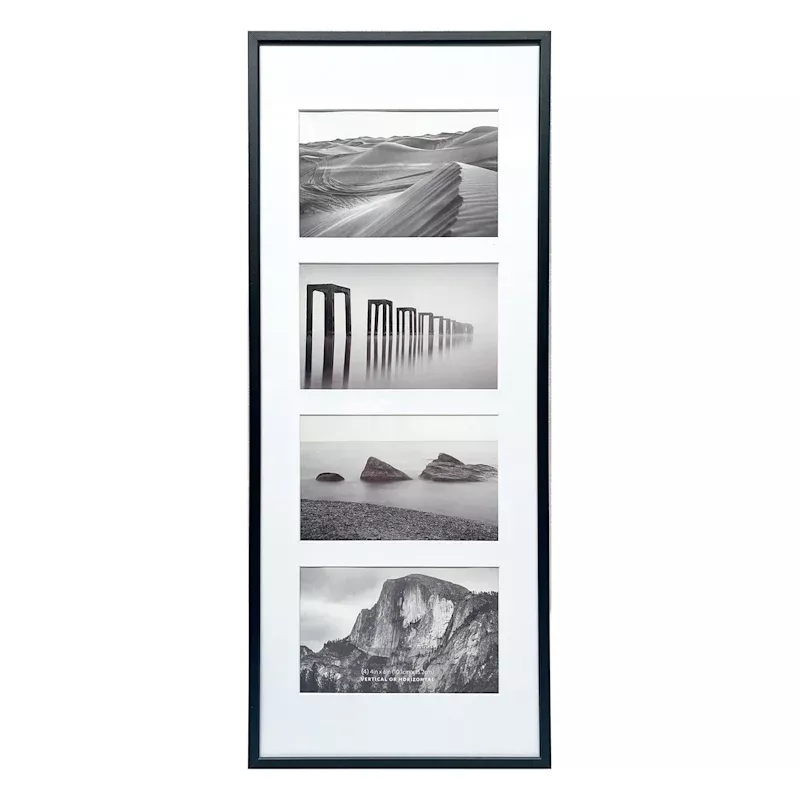 4-Opening Black Thin Collage Picture Frame, 8x20