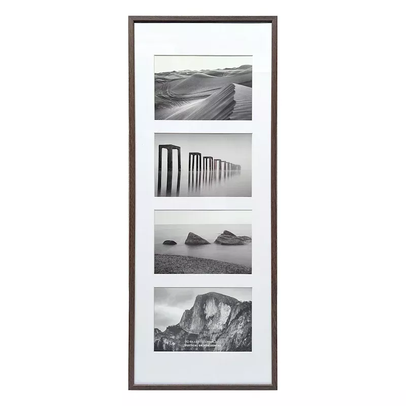 4-Opening Walnut Thin Collage Picture Frame, 8x20