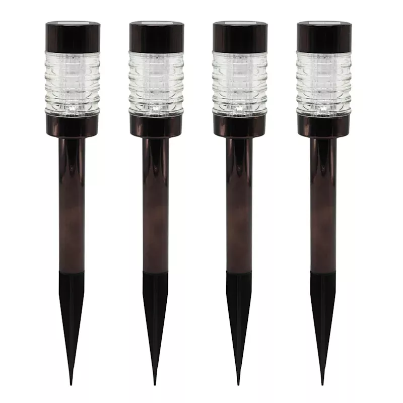 4-Pack 6-Lumen Solar Oil Rubbed Bronze Round Steel Solar Pathway Lights