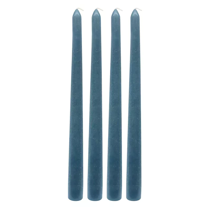 4-Pack Blue Unscented Taper Candles, 10"