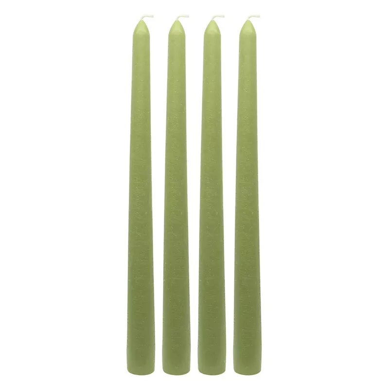 4-Pack Green Unscented Taper Candles, 10"