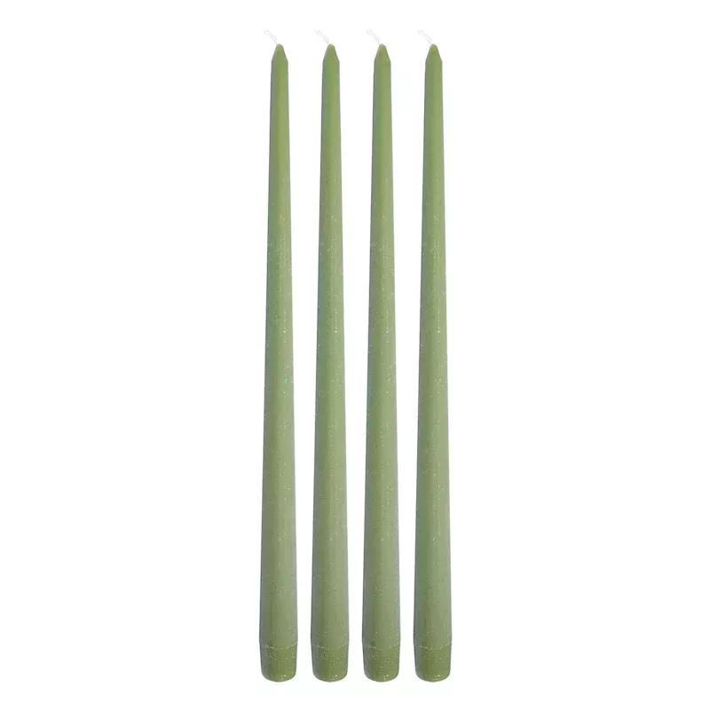 4-Pack Green Unscented Taper Candles, 14"
