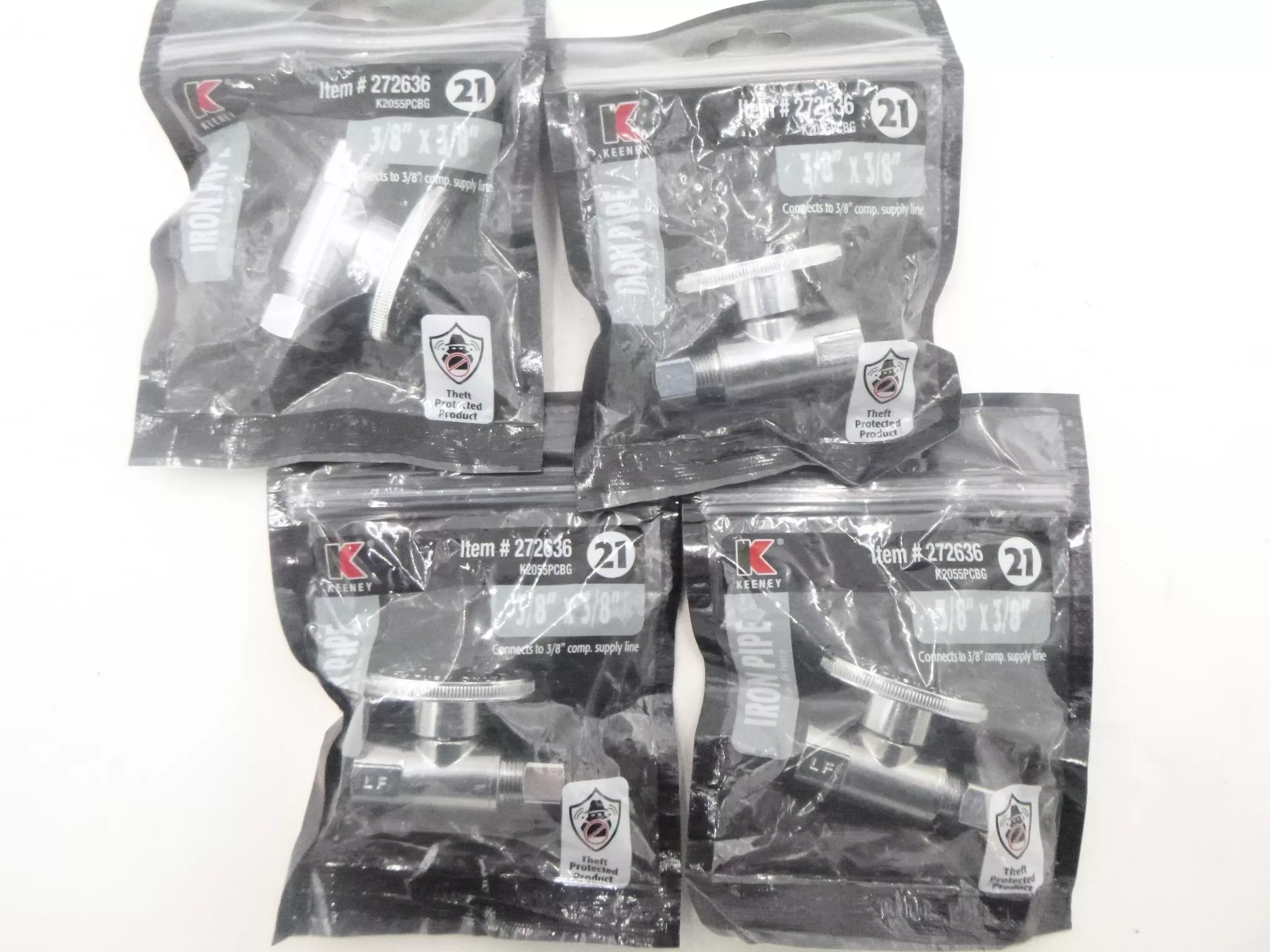4 Pack Keeney 272636 3/8″ x 3/8″ Iron Pipe Fitting Valves