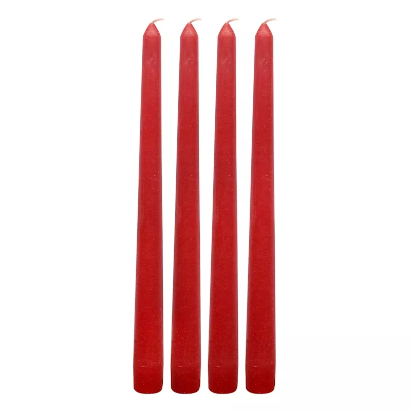 4-Pack Red Unscented Taper Candles, 10"