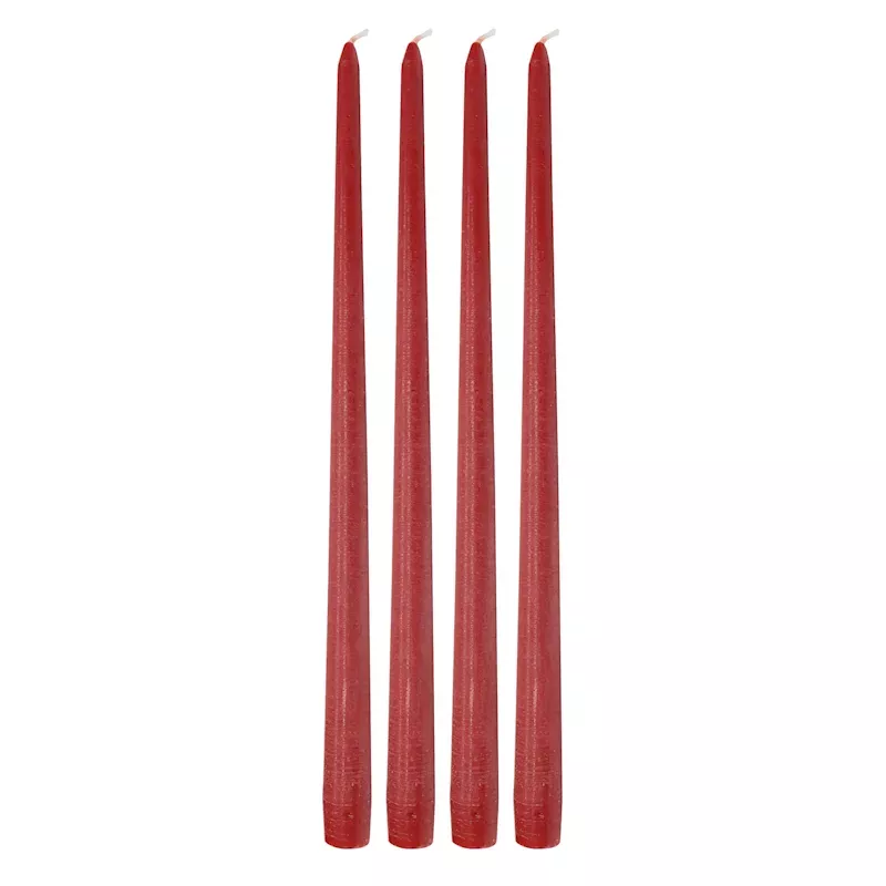 4-Pack Red Unscented Taper Candles, 14"
