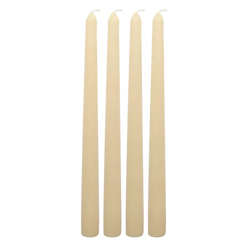 4-Pack Tan Unscented Taper Candles, 10"