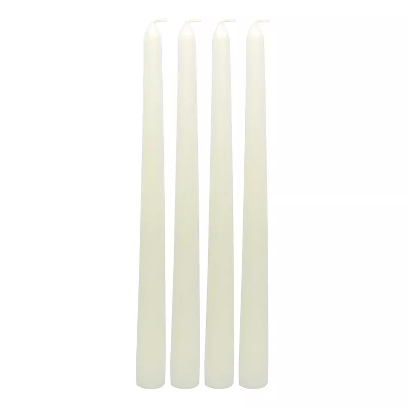 4-Pack White Unscented Taper Candles, 10"