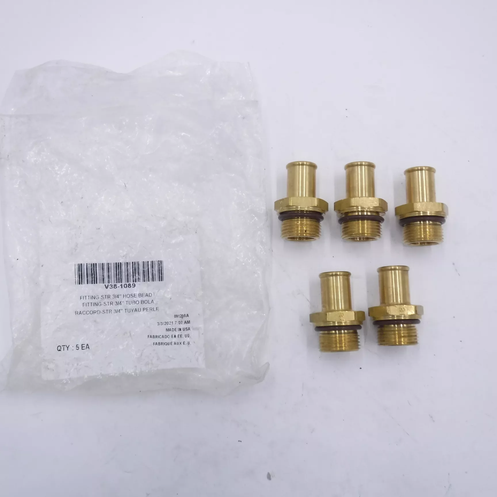 5 Pack DynacraftV38-1089 3/4″ Hose Bead x M27x2.0 Straight Fitting