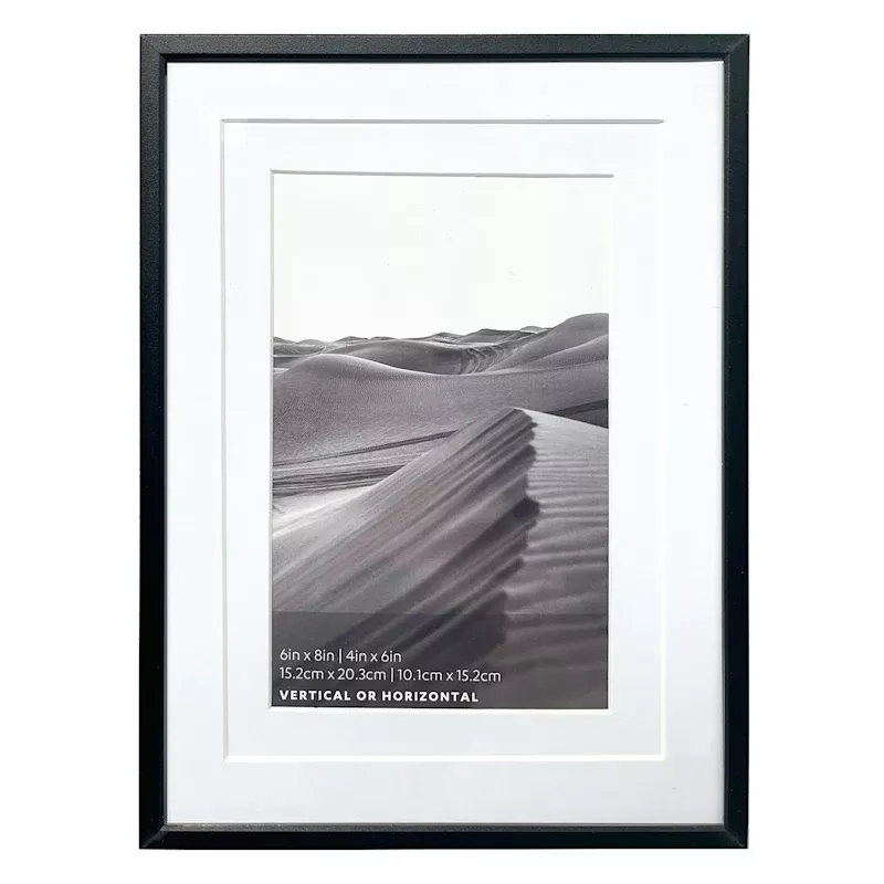 6x8 Black Thin Matted To 4x6 Wall Frame