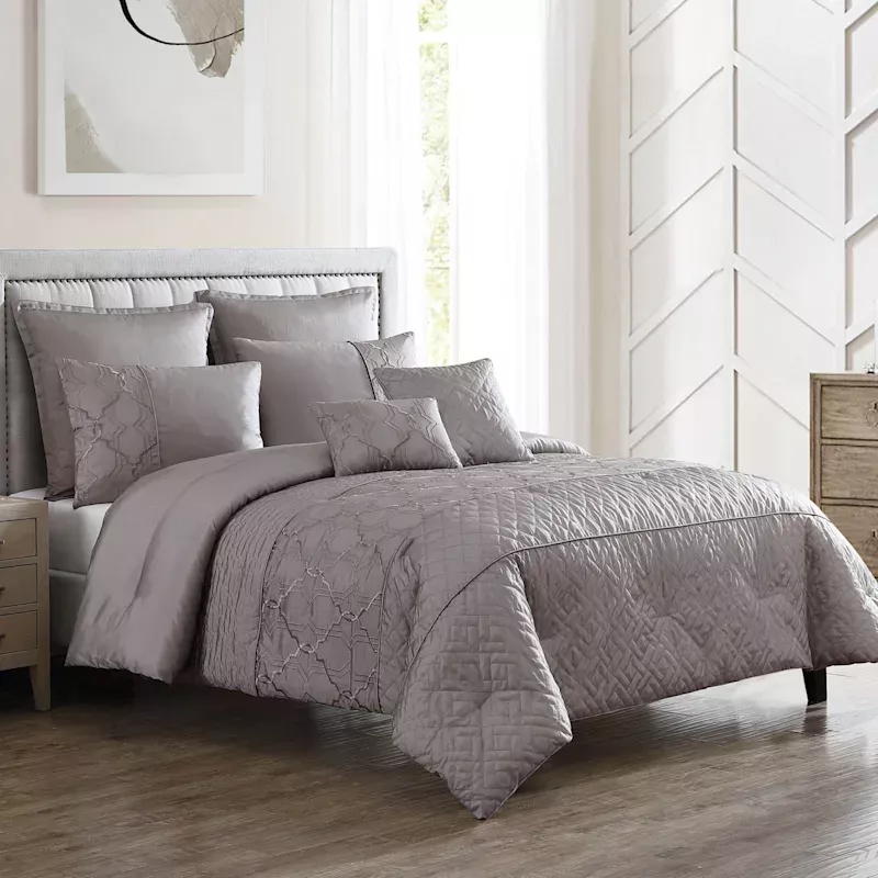 7-Piece Langston Grey Comforter Set, King