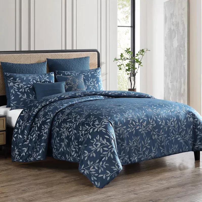 7-Piece Villard Blue Comforter Set, Full/Queen