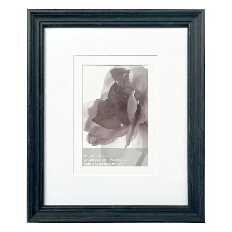 8x10 Black Ornate Matted to 4x6 Wall Frame