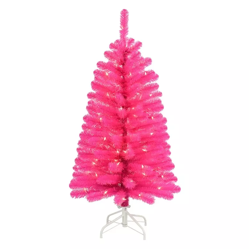 (A16) Pre-Lit Bright Pink Tree, 4'