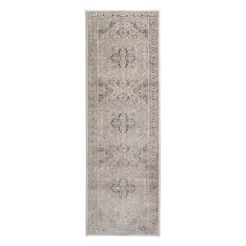 (A413) Clearwater Cream Medallion Runner, 2x6