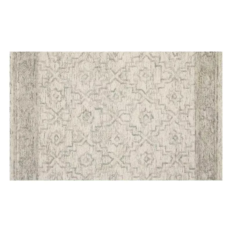 (A512) Esmond Silver & Grey Floral Design Accent Rug, 3x5