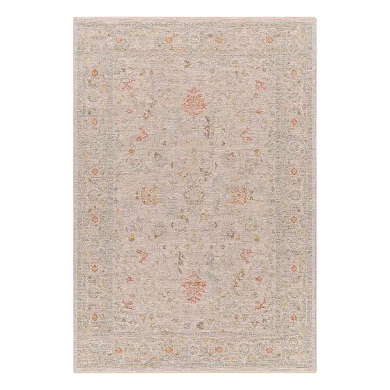 (A513) Avant Garde Taupe Floral Area Rug, 5x7
