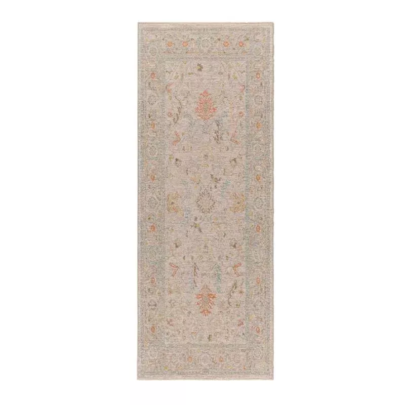 (A513) Avant Garde Taupe Floral Runner, 2x7