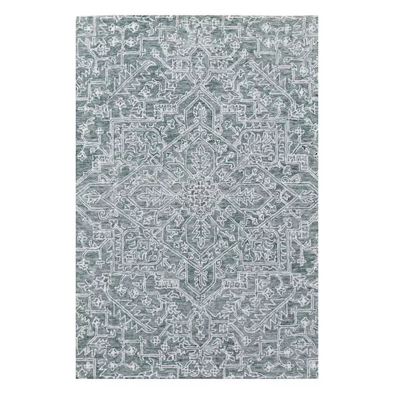 (A516) Giverny Blue Traditional Floral Area Rug, 7x9