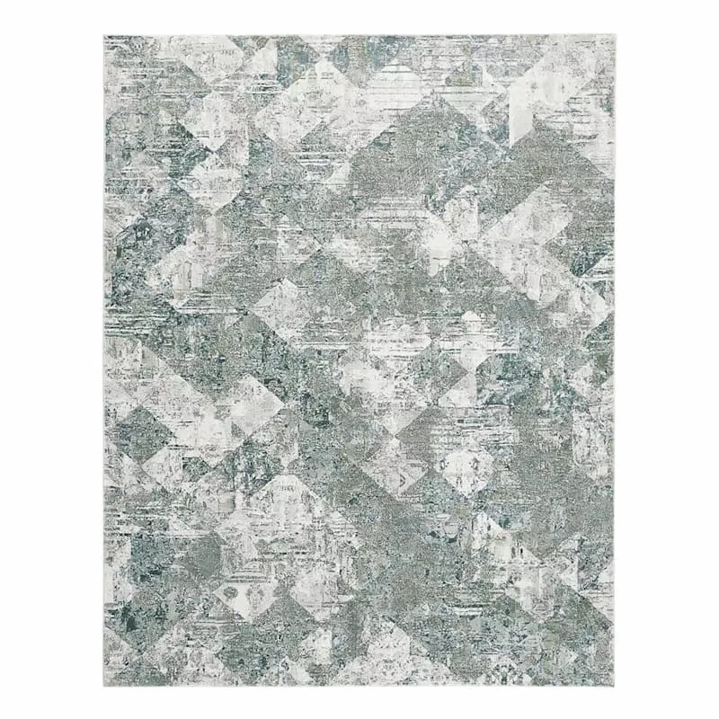(A524) Sofia Green & Silver Area Rug, 5x8