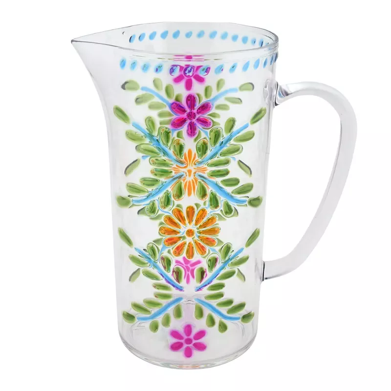 Acrylic Multicolor Embossed Clear Pitcher