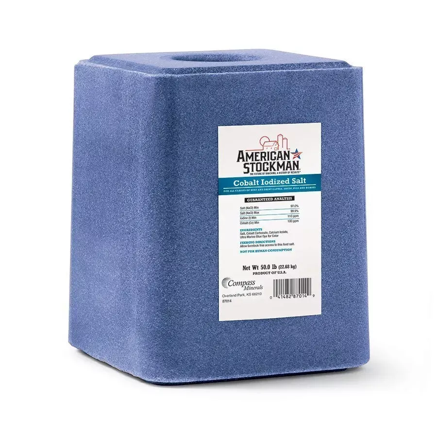 American Stockman Cobalt Iodized Salt- 50 Lb. Block