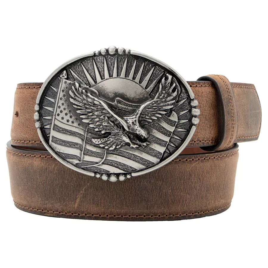AndWest Men's 1-1/2" Eagle Plaque Buckle Belt - Brown