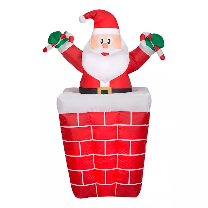 Animated Pop-Up Santa in Chimney Christmas Inflatable, 5'