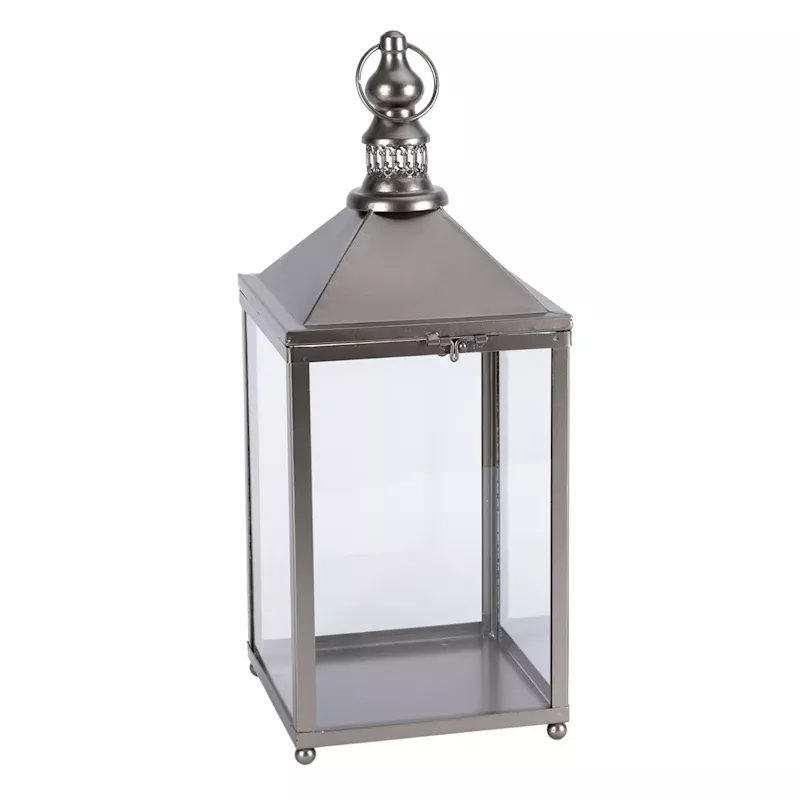 Antique Bronze Metal Lantern, 19.9"