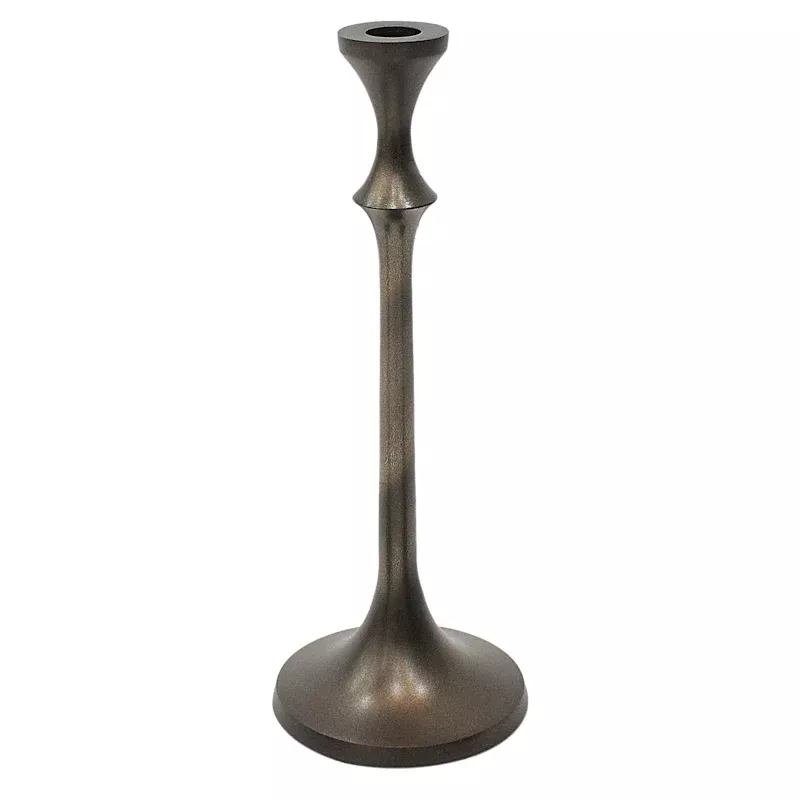 Antique Gold Taper Candle Holder, 11.7"