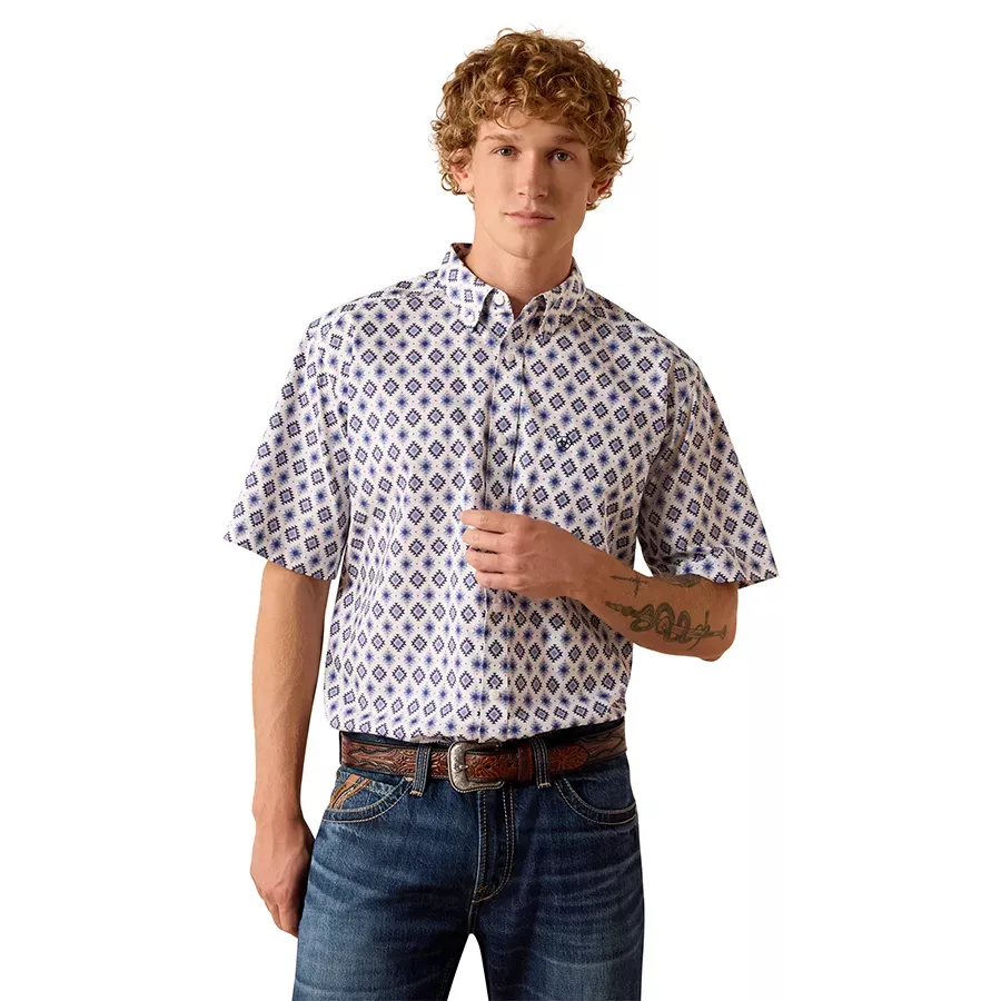 Ariat Men's Baxter Classic Fit Shirt - White Multi Southwest Print