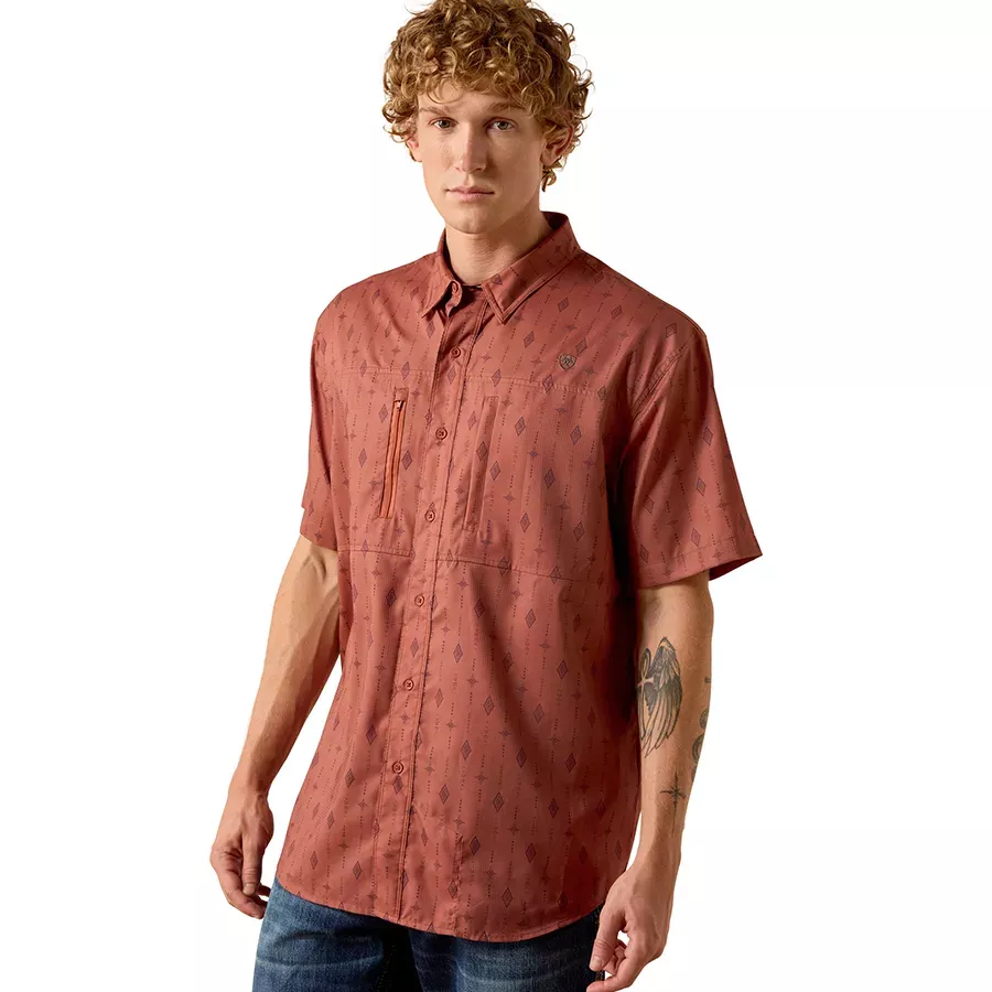 Ariat Men's Printed VentTEK Classic Fit Shirt - Copper Brown